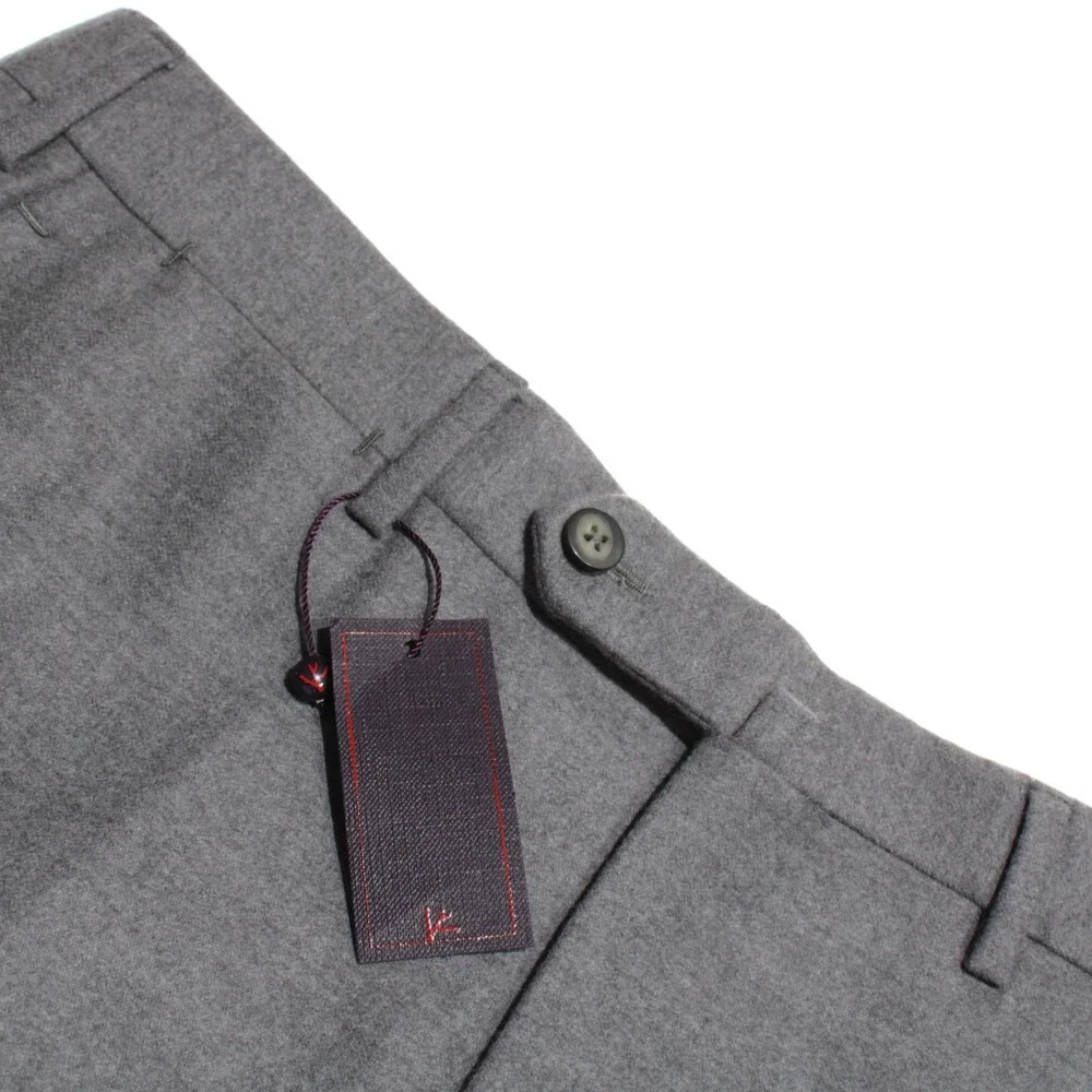 Isaia NWT Dress Pants Size 50 (US 34) Regular Fit in Gray Melange 100% Wool
